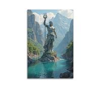WGJYMX Myth Greek God Poseidon Statue Art Decorative Painting Canvas Wall Posters And Modern Family Bedroom Decor 16x24inch(40x60cm)