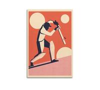 WGJYMX Sports Cricket Player Batting Moment Simple Illustration Decorative Painting Canvas Wall Posters And Modern Family Bedroom Decor 08x12inch(20x30cm)