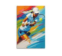WGJYMX Sports Passionate Colored Tennis Play Decorative Painting Canvas Wall Posters And Modern Family Bedroom Decor 12x18inch(30x45cm)