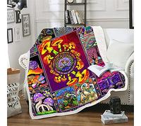 WGKJ Psychedelic Mushroom Blanket Hippie Plant Throw Blankets for Couch Colorful Trippy Sherpa Fleece Blankets Soft Cotton Fuzzy Blanket Wool Plush Blanket (59 x 79in), 59 x 79 in