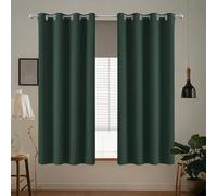 WGLF SUN Full Blackout Curtains 148 x 169 cm Thermal Insulated Material Kitchen Curtains, Window for Living Room Bedroom Windows Nursery, Dark Green