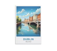 WGMDOEE Dublin Ireland Vintage Travel Poster 16x24inch(40x60cm) Canvas Poster Living Room Wall Art Home Decor
