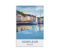 WGMDOEE Honfleur France Vintage Travel Poster 12x18inch(30x45cm) Canvas Poster Living Room Wall Art Home Decor