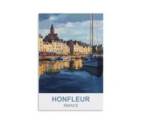 WGMDOEE Honfleur France Vintage Travel Posters 16x24inch(40x60cm) Canvas Poster Living Room Wall Art Home Decor