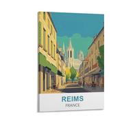 WGMDOEE Reims France Vintage Travel Poster 08x12inch(20x30cm) Canvas Poster Living Room Wall Art Home Decor