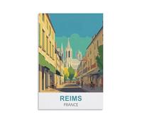 WGMDOEE Reims France Vintage Travel Poster 16x24inch(40x60cm) Canvas Poster Living Room Wall Art Home Decor