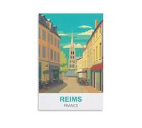 WGMDOEE Reims France Vintage Travel Posters 08x12inch(20x30cm) Canvas Poster Living Room Wall Art Home Decor