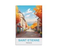 WGMDOEE Saint Etienne France Vintage Travel Poster 24x36inch(60x90cm) Canvas Poster Living Room Wall Art Home Decor