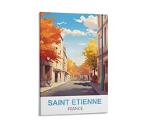 WGMDOEE Saint Etienne France Vintage Travel Posters 24x36inch(60x90cm) Canvas Poster Living Room Wall Art Home Decor