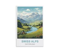 WGMDOEE Swiss Alps Switzerland Vintage Travel Posters 08x12inch(20x30cm) Canvas Poster Living Room Wall Art Home Decor