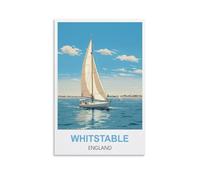 WGMDOEE Whitstable England Vintage Travel Posters 08x12inch(20x30cm) Canvas Poster Living Room Wall Art Home Decor