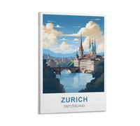WGMDOEE Zurich Switzerland Vintage Travel Posters 20x30inch(50x75cm) Canvas Poster Living Room Wall Art Home Decor