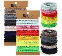 Wgniip 48 Pcs Boho Hair Ties for Women, 4 Styles Cute Hair Tie Bracelet for Thin and Thick Hair/Pony Tails, Green and Brown Hair Accessories for Women No Damage Hair Elastics
