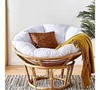 Wgreat Papasan Garden Chair Cushion, Round Padded Cushion, Thick Egg Cushion Filled, 105x105cm(41x41inch), White