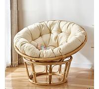 Wgreat Papasan Garden Chair Cushion,Round Padded Cushion Tufted,Thick Egg Cushion Filled Papasan Chair Cushion Suspension Hammock Swing Cushion for Indoor Outdoor,Cream,140x140cm(55x55inch)