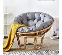 Wgreat Papasan Garden Chair Cushion,Round Padded Cushion Tufted,Thick Egg Cushion Filled Papasan Chair Cushion Suspension Hammock Swing Cushion for Indoor Outdoor,Gray,90x90cm(35x35inch)