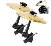 WGSWX 2 Pack Car Cymbal Air Vent, Clip-On Mini Drum Crash Cymbal, Car Symbol Drum for Music Lovers & Drummers, Universal Fit for All Vehicles, Durable & Tool-Free Installation (Gold)