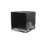 WGV Black Cube Glass Vase, Candle Holder, 6"x6"x6", Floral Accent, Planter Terrarium, Wedding Party Event Home Office Decor, 1 Piece