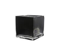 WGV Cube Glass Vase, Candle Holder, 5"x5"x5", Black Elegant Floral Accent Container Planter Terrarium Storage for Wedding Party Ceremony Event Office Home Decor, 1 Piece