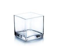 WGV Cube Glass Vase, Candle Holder, 5"x5"x5", [Bulk & Size Options Available] Clear Elegant Floral Accent Container Planter Terrarium Wedding Party Ceremony Home Decor, 1 Piece