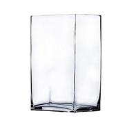 WGV Glass Rectangle Block Vase, Width x Length 3" x 4", Height 7", Clear Floral Planter Container Votive Candle Holder Wedding Party Event, Home Office Decor, 1 Piece