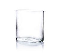 WGV Tall Rectangle Block Vase, Width 3", Length 7", Height 8", Clear Round Glass Floral Container Wedding Party Event Home Office Decor, 1 Piece