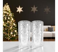 WGVI Hurricane Candle Holder Sleeve, W: 3", Ht: 6", Silver Speckled Glass Cylinder Open Both Ends, Chimney Tube Shade, 2 Pieces