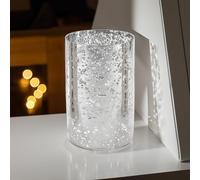 WGVI Hurricane Candle Holder Sleeve, W: 4", Ht: 6", Silver Speckled Glass Cylinder Open Both Ends, Chimney Tube Shade, 2 Pieces