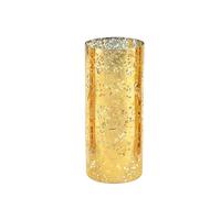 WGVI Hurricane Candle Holder Sleeve, W: 5", Ht: 10", Gold Speckled Glass Cylinder Open Both Ends, Chimney Tube Shade, 1 Piece