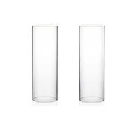 WGVI Hurricane Candle Holder Sleeve, Wide 4", Height 12", 2 Pieces, Clear Glass Cylinder Open Both Ends, Chimney Shade Tube (HST0412_2pc)