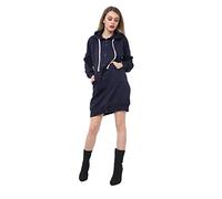 WGW CLASSY OUTFIT Women Ladies Long Hoodies Plain Zip Up Ladies Long Sleeves Fleece Longline Hoodie Casual Jacket Hooded Coat with Pockets (XXXL 24-26, Navy Blue Long)