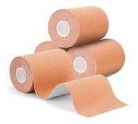 WGXX 4 Rolls Kinesiology Tape, 4 in x 5.5 yd Athletic Tape kt Strips Waterproof Muscle Support Elastic Adhesive Sport Tape for Pain Relief Joints Knee Ankle Shoulder Wrist, Beige