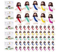 WGXX 50 Sets Little Jesus Figurines Bulk Mini Jesus Figurines Set with 50 Prayer Card 50 Bags Religious Jesus Figurines Jesus Doll for Church