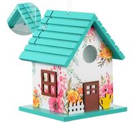 WGXX Spring Colourful Hummingbird House, Window View Wooden Bird House for Outside Hummingbird for Nesting, Hanging Birdhouse for Blue Bird,Sparrow, Chickadee, Birdhouse for Outside