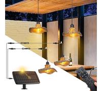 wgzixezn 2 Packs Solar Chandelier Rattan Boho Solar Chandelier Outdoor Gazebo Hanging Light Solar Chandelier Outdoor Rattan with Dimmable Timing Remote Control Camping Home Decor Boho Rattan Lamp