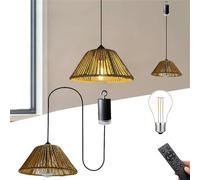 wgzixezn Battery Operated Pendant Light Boho Battery Operated Hanging Pendant Light Battery Outdoor Chandelier Gazebo Lights with Warm White Bulb,Outdoor Chandelier for Gazebo Porch Patio