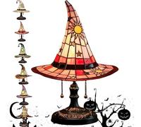 wgzixezn Witch Hat Lamp Stained Glass Witch Hat Lamp Witch Hat with Light LED Creative Table Lamp Night Light with Usb Port Handmade Gothic Witch Hat Night Light Suitable for Bedroom Decor
