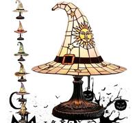 wgzixezn Witch Hat Lamp Stained Glass Witch Hat Lamp Witch Hat with Light LED Creative Table Lamp Night Light with Usb Port Handmade Gothic Witch Hat Night Light Suitable for Bedroom Decor