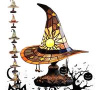 wgzixezn Witch Hat Lamp Stained Glass Witch Hat Lamp Witch Hat with Light LED Creative Table Lamp Night Light with Usb Port Handmade Gothic Witch Hat Night Light Suitable for Bedroom Decor