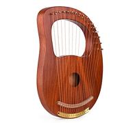 WH-16 16-String Wooden Lyre Harp Metal Strings Solid Wood String Instrument with Carry Bag Tuning Wrench Cleaning Spare Strings Cloth MusicBook