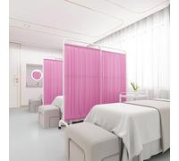 WH Portable Medical Privacy Screen Partition Room Dividers with Wheels, 180Cm High Freestanding Temporary Wall Removable Design for Clinic Office & Beauty Salon,Pink,1panel