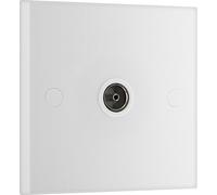 British General TV Aerial Socket 960 - Single Wall-Mounted Gloss White Square Edge