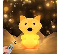 WHA&DARREN Large Fox Night Light for Kids, Bedside Lamp for Child, Silicone Nursery Lamp for Breastfeeding, Eye Caring, Adjustable Brightness & Color, Touch + Remote Control