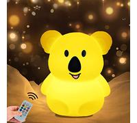 WHA&DARREN Large Koala Night Light for Kids, Bedside Lamp for Child, Silicone Nursery Lamp for Breastfeeding, Eye Caring, Adjustable Brightness & Color, Touch + Remote Control
