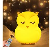WHA&DARREN Owl Night Light,Night Light Kids,LED Night Light,Baby Night Light,Kids Night Lights for Bedroom,Bedside Lamp,Children Sleeping Light,Brightness/Color Time Setting Touch