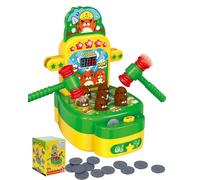 Whack A Mole Game with 2 Hammers, Whack Game Toy for 3 4 5 6 7 8 Years Old Boys Girls, Interactive Educational Mole Bashing, Coin Operated 2 Player Toy with Sound & Lights, Multi-Language