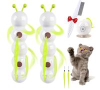 Whack a Worm Cat Toy, Interactive Caterpillar Cat Toy, Smart Motion Cat Toys with Worm Design, Dual-Tail Wiggly, USB Rechargeable, Suction Cup for Stable Play, Perfect for Indoor Cats (1pcs) (2pcs)
