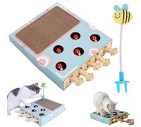 Whack Attack Cat Toy, 2025 New Wooden Whack-a-Mole Cat Toy, 3 in 1 Cats Scratcher Toys, Corrugated Cardboard Kitten Scratcher, Interactive Kitten Toys with Whack a Mole Game and Cat Stick for Cats