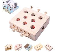 Whack Attack Cat Toy, Wooden Whack-a-Mole Cat Toy, Interactive for Claw Grinding Rest Entertainment, Play Wooden Whacks-A-Mole Keeps Pets Entertained for Cats and Kittens (8-Holes-Toys)