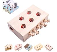 Whack Attack Cat Toy, Wooden Whack-a-Mole Cat Toy, Interactive for Claw Grinding Rest Entertainment, Play Wooden Whacks-A-Mole Keeps Pets Entertained for Cats and Kittens (5-Holes-Toys)